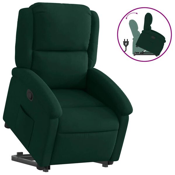 vidaXL Fauteuil inclinable Vert fonc&eacute; Velours