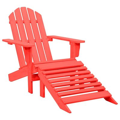 vidaXL Chaise de jardin Adirondack avec pouf Bois de sapin Rouge