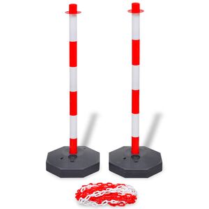 vidaXL Ensemble de poteaux de balisage &agrave; cha&icirc;ne 10 m Plastique