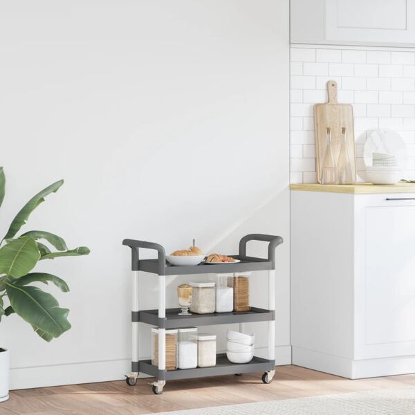vidaXL Chariot à 3 niveaux gris 77x34x72 cm aluminium