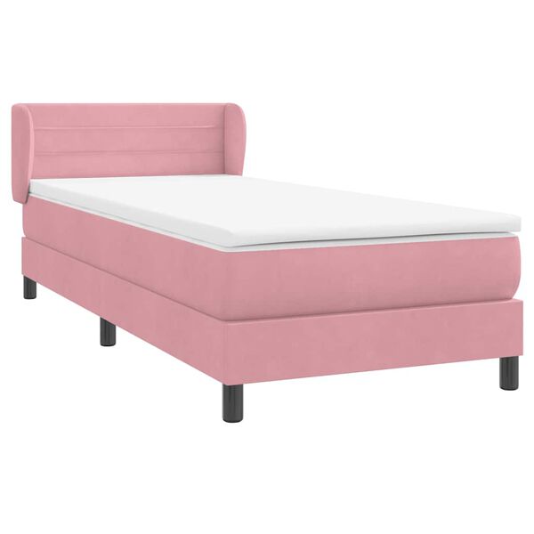 vidaXL Sommier &agrave; lattes de lit avec matelas rose 80x220 cm velours