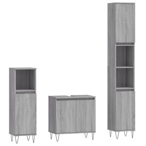 vidaXL Ensemble d'armoires de salle de bain 3 pcs sonoma gris