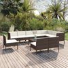 vidaXL Salon de jardin 11 pcs avec coussins R&eacute;sine tress&eacute;e Marron