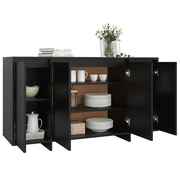 vidaXL Buffet noir 135x41x75 cm bois d'ingénierie