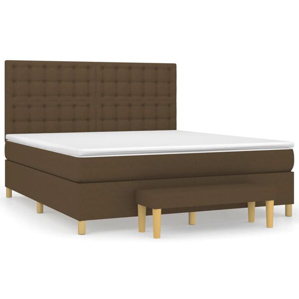 vidaXL Sommier &agrave; lattes de lit avec matelas Marron fonc&eacute; 180x200 cm