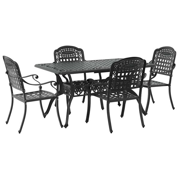 vidaXL Ensemble de salle &agrave; manger pour jardin 5 pcs Noir Aluminium