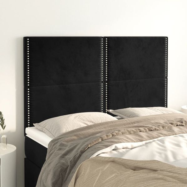 vidaXL T&ecirc;te de lit Noir 144x5x118/128 cm Velours