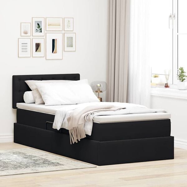 vidaXL Lit de Rangement avec matelas Noir 90 x 200 cm Velours