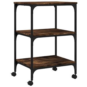 vidaXL Support d'imprimante 3 niveaux ch&ecirc;ne fum&eacute; 50x41x75 cm