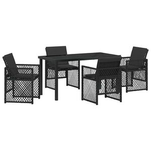 vidaXL Ensemble de salle &agrave; manger pour jardin 5 pcs Noir polyrotin