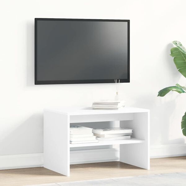 vidaXL Meuble TV blanc 60x40x40 cm bois d'ing&eacute;nierie