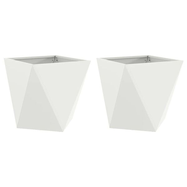 vidaXL Jardini&egrave;re 2 pcs Blanc 50 x 50 x 50 cm Acier