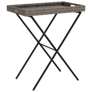 vidaXL Table &agrave; plateau pliable gris 65x40x75 cm r&eacute;sine tress&eacute;e