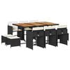 vidaXL Ensemble &agrave; manger de jardin 11 pcs coussins noir r&eacute;sine tress&eacute;e