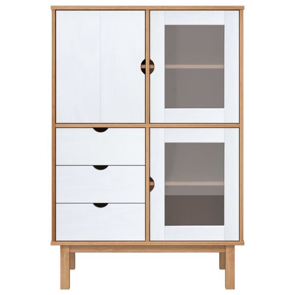vidaXL Buffet haut OTTA marron et blanc 85x43x125 cm bois massif pin