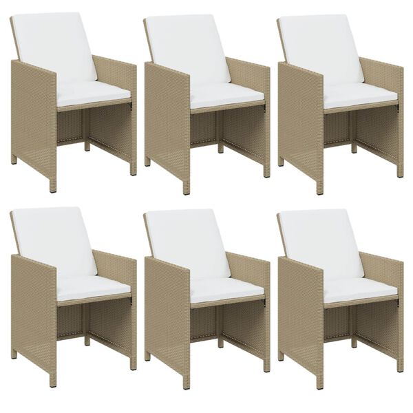 vidaXL Ensemble &agrave; manger de jardin et coussins 7 pcs Poly rotin Beige