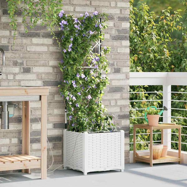 vidaXL Cache-pot de jardin Blanc 40 x 40 x 142 cm Plastique