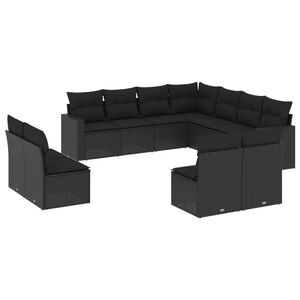 vidaXL Salon de jardin 11 pcs avec coussins noir r&eacute;sine tress&eacute;e