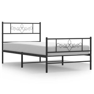 vidaXL Cadre de lit m&eacute;tal sans matelas avec pied de lit noir 107x203cm