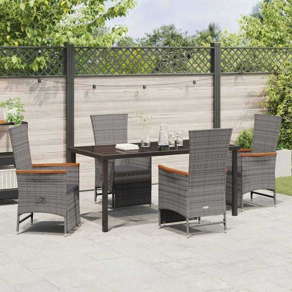 vidaXL Ensemble de salle &agrave; manger pour jardin 5 pcs Gris polyrotin