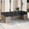 vidaXL Salon de jardin avec coussins 7 pcs gris r&eacute;sine tress&eacute;e