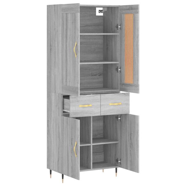 vidaXL Buffet haut Sonoma gris 69,5x34x180 cm Bois d'ing&eacute;nierie