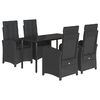 vidaXL Ensemble &agrave; manger de jardin coussins 5pcs Noir R&eacute;sine tress&eacute;e