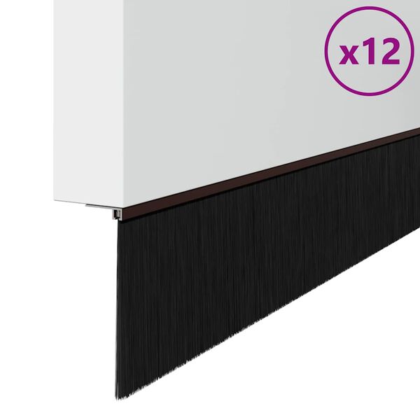 vidaXL Brosses de porte adh&eacute;sives 12 pcs Marron 100 cm