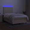 vidaXL Sommier &agrave; lattes de lit matelas et LED cr&egrave;me 120x190 cm tissu