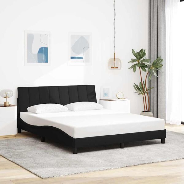 vidaXL Cadre de lit sans matelas Hanko noir 160x200 cm tissu