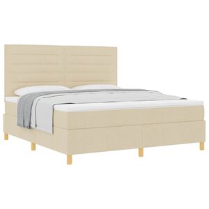 vidaXL Lit &agrave; ressorts avec matelas Cr&egrave;me 180 x 200 cm tissu