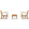 vidaXL Salon de jardin 3 pcs avec coussin Bois d'acacia solide