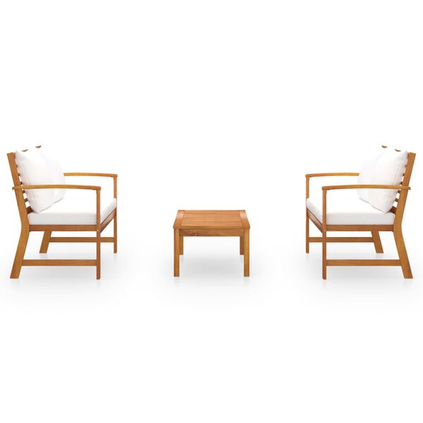 vidaXL Salon de jardin 3 pcs avec coussin Bois d'acacia solide