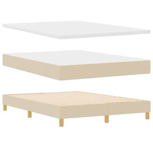 vidaXL Lit &agrave; ressorts avec matelas Cr&egrave;me 200 x 160 cm tissu