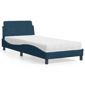 vidaXL Lit avec matelas Dover bleu 90x200 cm velours