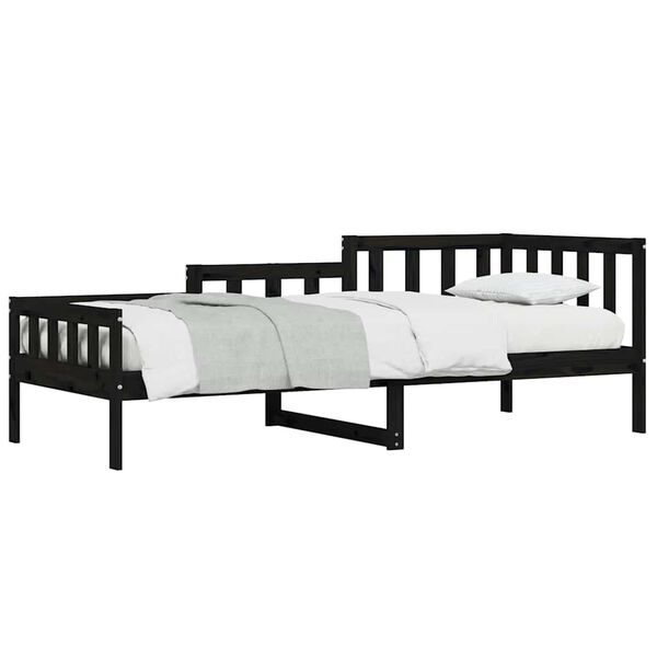 vidaXL Lit de jour sans matelas noir 80x200 cm bois de pin massif