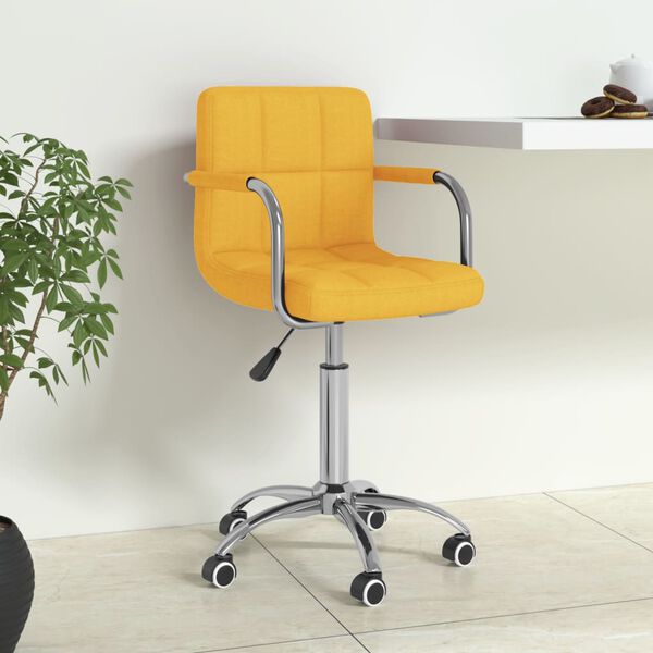 vidaXL Chaise pivotante de bureau Jaune moutarde Tissu