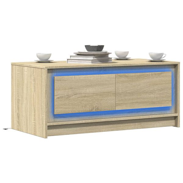 vidaXL Table basse avec lumières LED chêne sonoma bois d'ingénierie