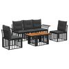 vidaXL Ensemble de canap&eacute; de jardin 6 pc Noir et Gris fonc&eacute; polyrotin