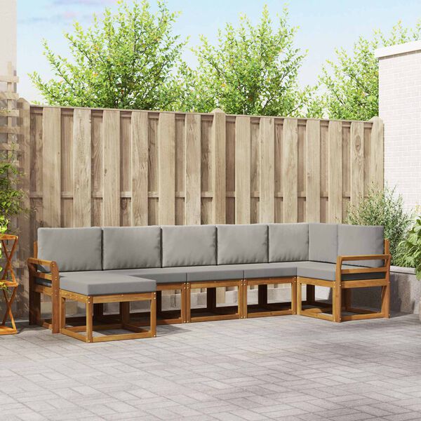 vidaXL Ensemble de canap&eacute;s d'ext&eacute;rieur 7 pcs Gris Naturel et Clair