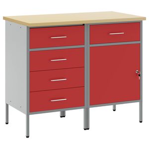 vidaXL Placard de travail 2 pcs Rouge et Gris 100 x 55 x 85 cm