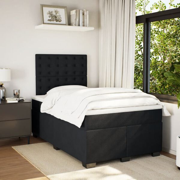 vidaXL Sommier &agrave; lattes de lit avec matelas noir 120x190 cm velours