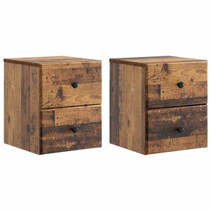 vidaXL Cabinet de chevet mural 2 pcs Bois ancien 34,5 x 33 x 40 cm