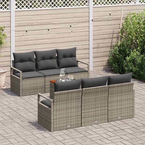 vidaXL Ensemble de canap&eacute; de jardin avec stockage 7 pcs Gris polyrotin