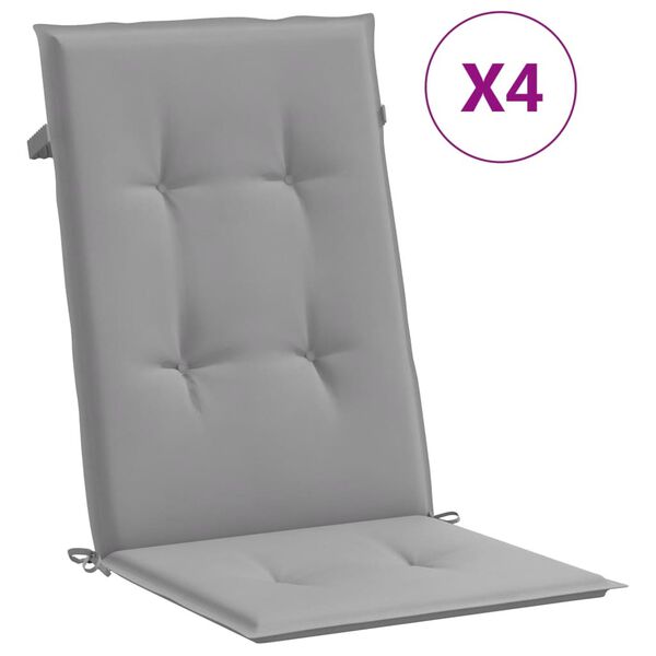 vidaXL Coussins de chaise de jardin &agrave; dossier haut lot de 4 gris tissu
