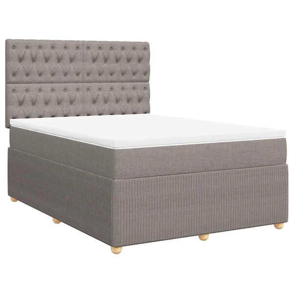 vidaXL Sommier &agrave; lattes de lit avec matelas Taupe 140x190 cm Tissu