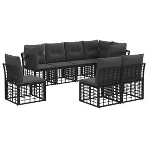 vidaXL Ensemble de canap&eacute;s d'ext&eacute;rieur Noir Polyester