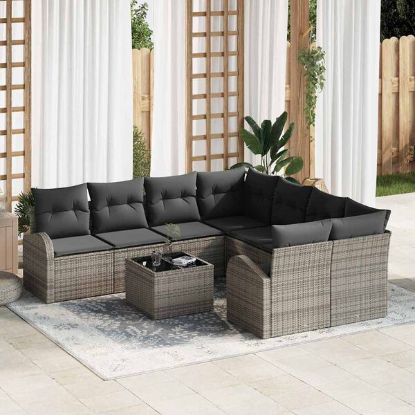 vidaXL Ensemble de canap&eacute; de jardin Gris 55 x 55 x 37 cm polyrotin