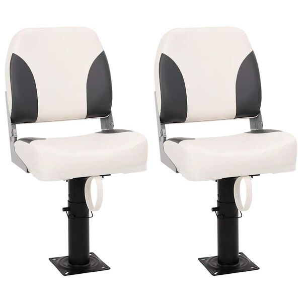 vidaXL Si&egrave;ge de bateau pliable lot de 2 dossier bas