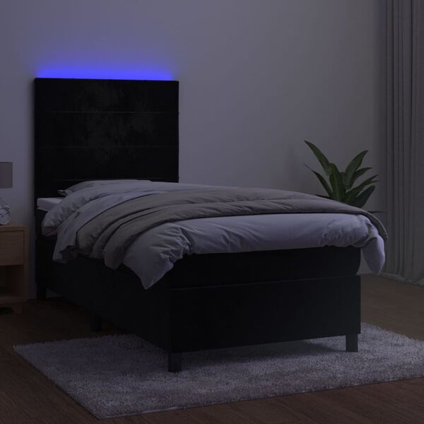 vidaXL Sommier &agrave; lattes de lit avec matelas LED Noir 80x200 cm Velours